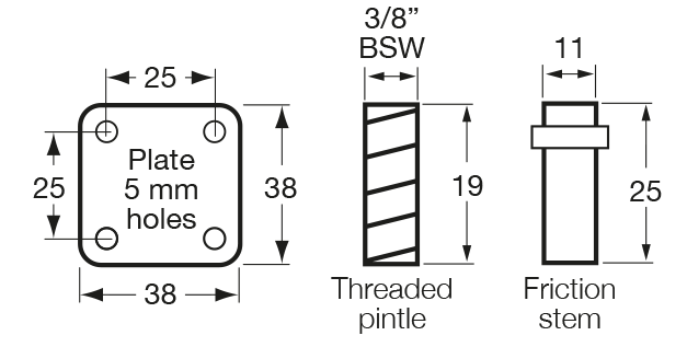 Twin Series castor mount drawing